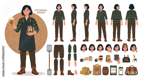 Artisanal Brews Creator Kit Featuring a Barista and Supporting Elements for Character Design