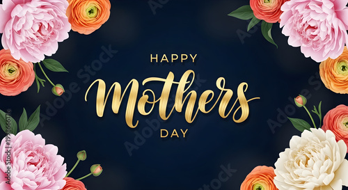Happy mother's day elegant floral card with gold script celebrate mom