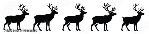 High quality reindeer silhouette simple  silhouette vector icon set. christmas isolated icons on white background Vector illustration.