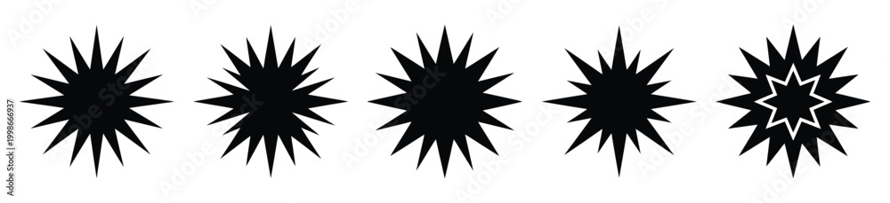 Fototapeta premium High quality starburst silhouette vector icon set. christmas isolated icons on white background Vector illustration.