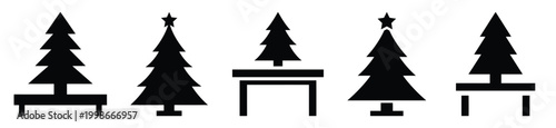 High quality tabletop  tree  silhouette vector icon set. christmas isolated icons on white background Vector illustration.