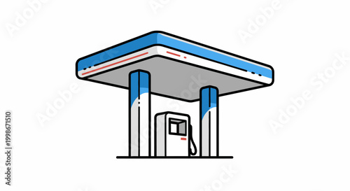 Gas Station Canopy with Pump Icon Illustration