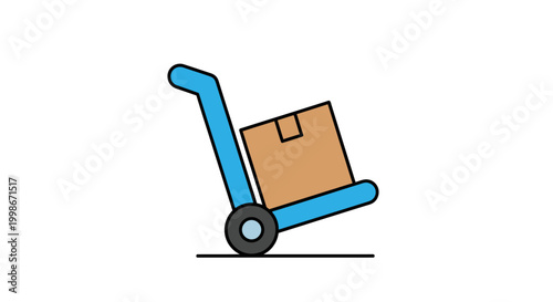 Hand truck with a box icon on white background