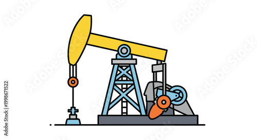 Oil pump jack working in oil field, industrial extraction of crude petroleum