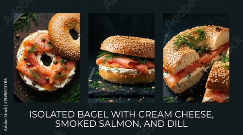 Delicious Bagel Sandwich with Smoked Salmon and Cream Cheese.