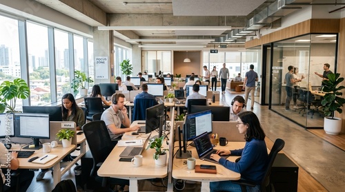 office atmosphere during working hours made by AI generative