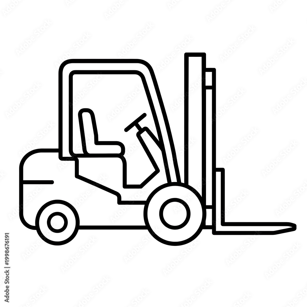 Naklejka premium Simple line drawing of a forklift truck