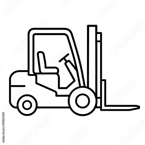 Simple line drawing of a forklift truck
