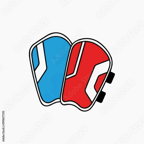 Two vibrant soccer shin guard icons for sports protection