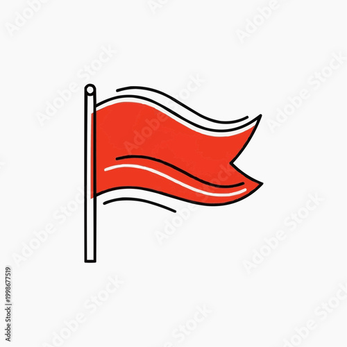 A waving red flag icon with a textured design.