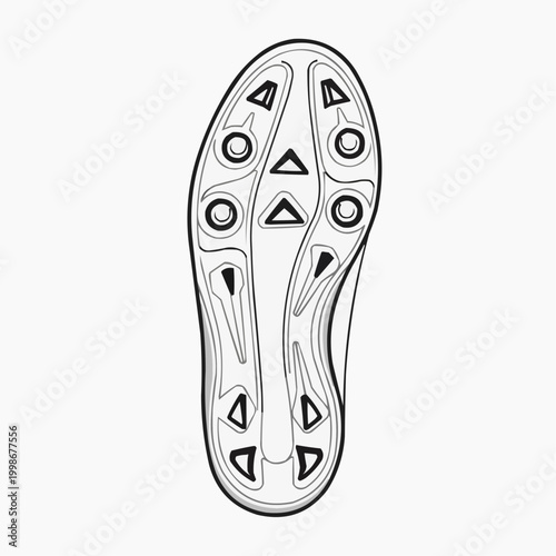 A minimalist vector illustration of a soccer boot sole with cleats.