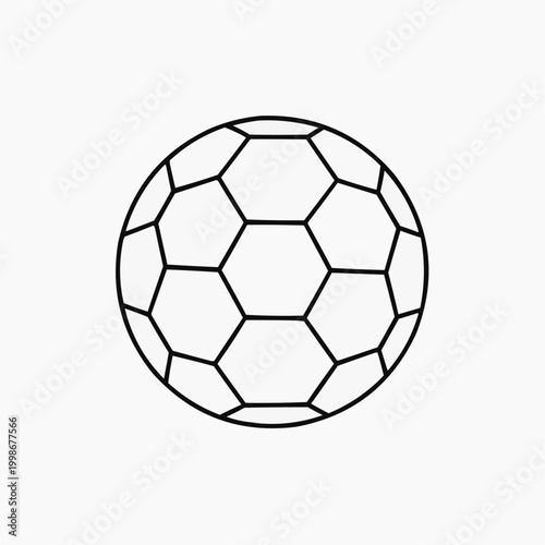 A simple line art vector illustration of a classic soccer ball