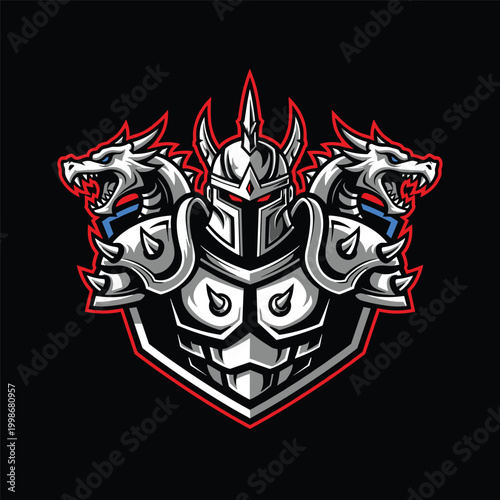 Knight Helmet with Dragon Heads.