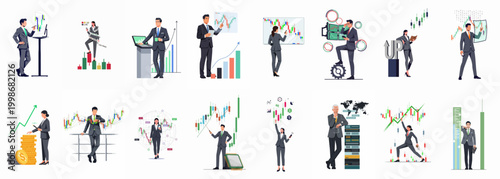 Obraz na plátně Business People and Traders Analyzing Financial Data and Stock Market Trends wit