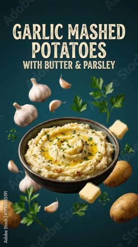 Delicious Garlic Mashed Potatoes with Butter and Fresh Parsley 1.