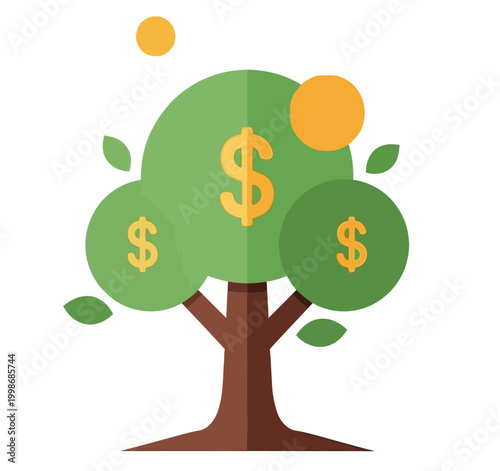 Tree with dollar sign leaves.