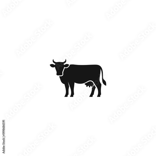 Cow icon flat vector logo design