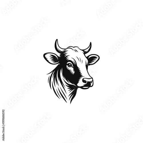 Cow icon flat vector logo design