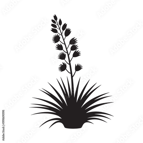 Flax plant silhouette on a white background