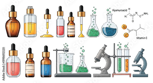 Chemical laboratory glassware and equipment with molecular structures test tubes molecular structure chemical compounds organic chemistry