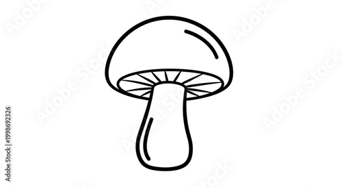 Simple Line Art Drawing of a Mushroom Icon. Outline Graphic Illustration of a Fungus, Forest Plant, or Food Ingredient.