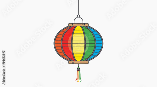 Festive Lantern Illustration: A vibrantly colored lantern, a beacon of light, is gracefully suspended, symbolizing joy and cultural celebration. 