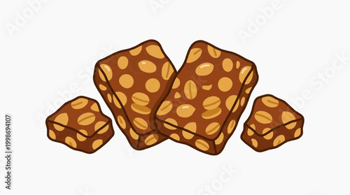 Peanut Brittle Delight: An illustration features an array of delectable peanut brittle pieces, showcasing their rich, brown color and the delightful combination of peanuts and sweet.