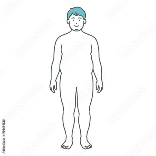 肥満体型の成人男性の全身イラスト（正面）