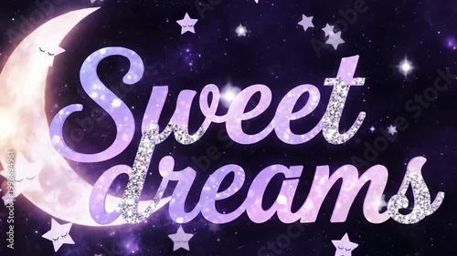 Sweet Dreams Moon and Stars Night Sky Animation for Relaxation and Sleep.