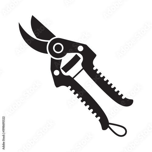 Pruning shears silhouette on a white background