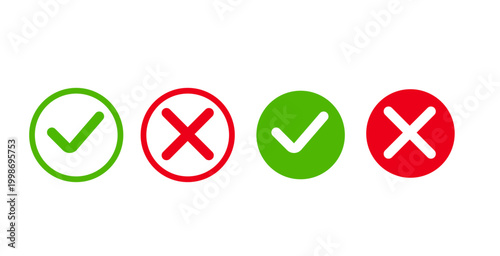 yes and no, tick cross icons art and illustration
