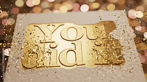 Golden You Did It Sign with Sparklers and Bokeh Lights Celebrating Achievement and Success.