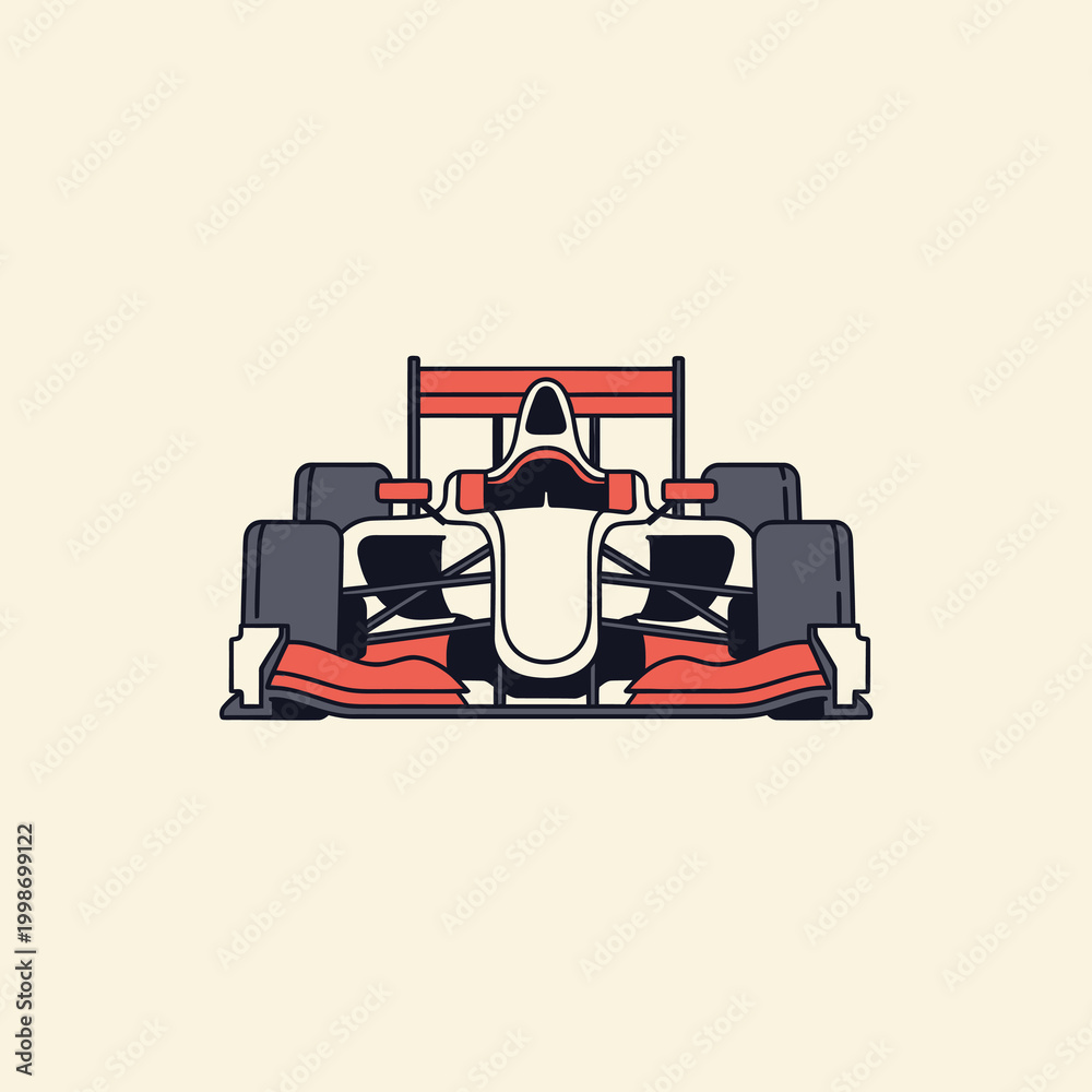 Fototapeta premium Modern Formula One racing car illustration with a minimalist design and style.