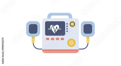 Automated External Defibrillator AED Device for Emergency Medical Use.