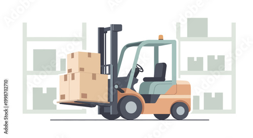 Forklift with Stack of Boxes.