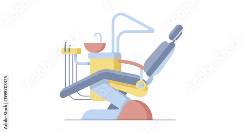 Modern Dental Chair and Equipment Illustration.