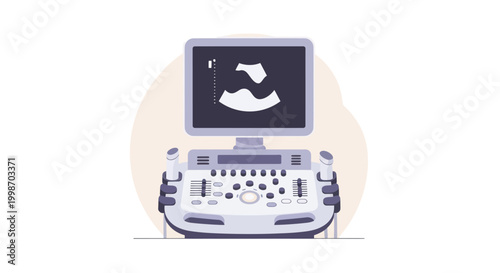 Modern Ultrasound Machine Displaying Fetal Scan for Medical Diagnosis.