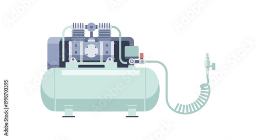 Portable Air Compressor with Tank and Hose for Various Applications.