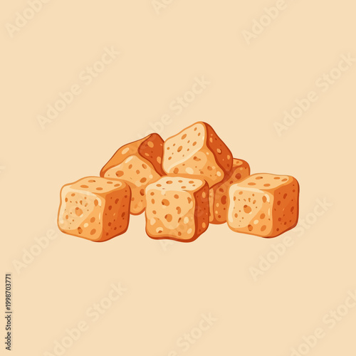 Delicious and crispy croutons, perfect for salads and soups, ready to eat.