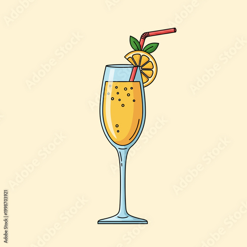 Refreshing orange cocktail with a straw and orange slice garnish in a tall glass.