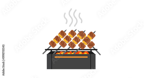 Grilled Chicken Meat on Barbecue Grill.