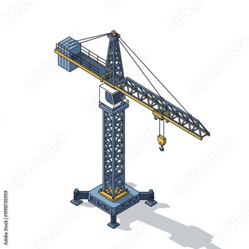 Isometric Tower Crane for Construction and Building Projects.