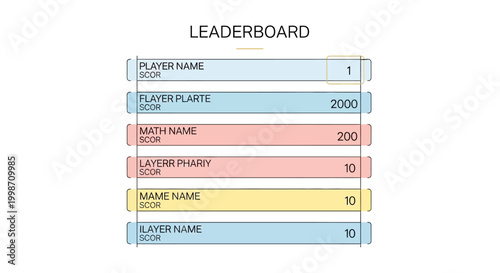 Color-coded leaderboard showing player names and scores in a competitive game.
