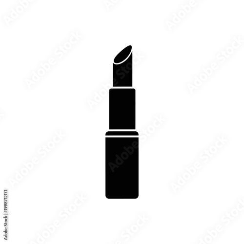 Minimalist Black Lipstick Silhouette Icon on White