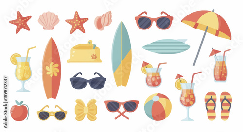 Summer Beach Vacation Essentials Collection.