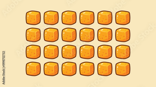Flat design cartoon cheese cubes pattern minimalist food illustration