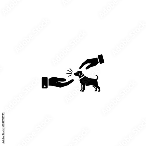 Person Feeding Dog Treat in Minimalist Black Silhouette