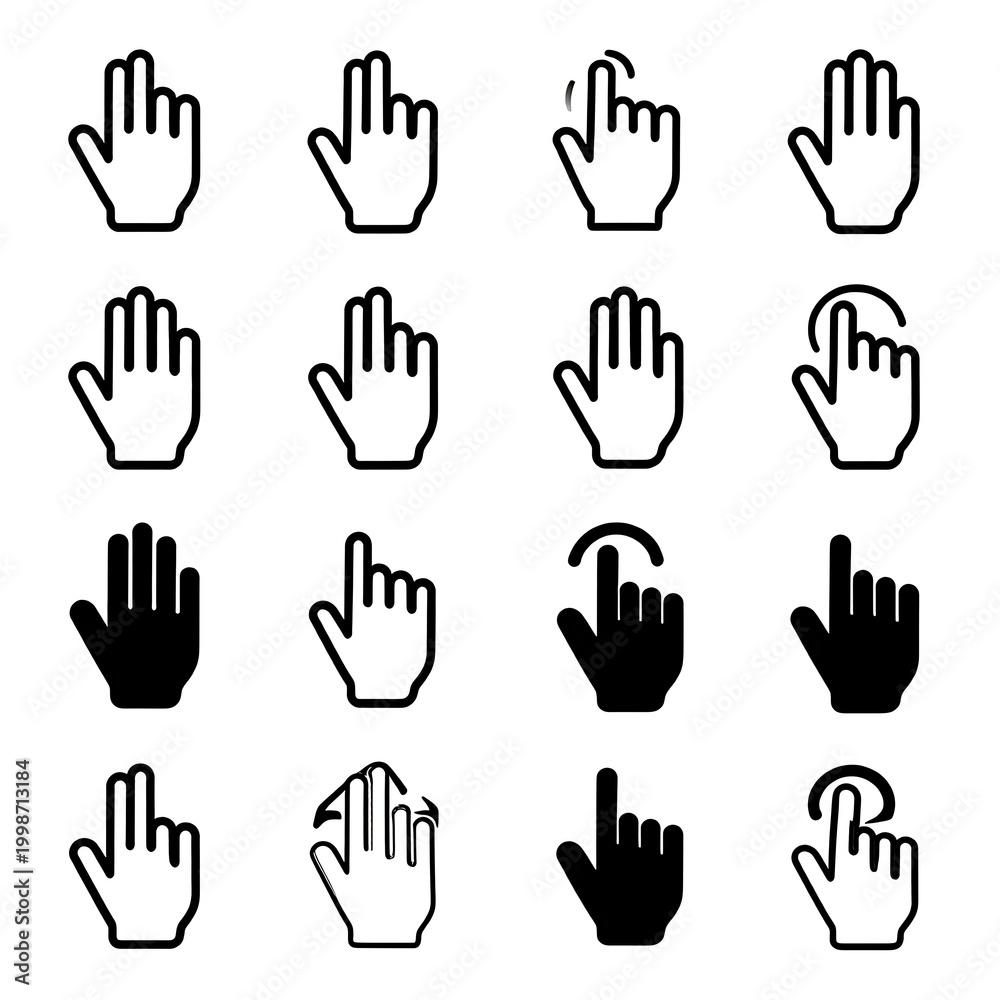 Obraz premium Collection of hand icons pointing gestures.