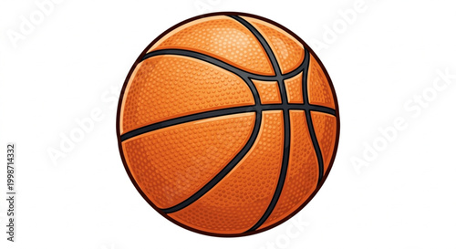 Basketball Vector Illustration with Textured Surface on White Background