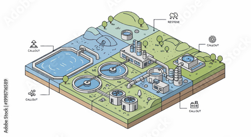Diagram of a Wastewater Treatment Plant Process.